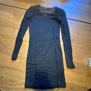 All Saints Black Sheath Dress Long Sleeve Square Neck